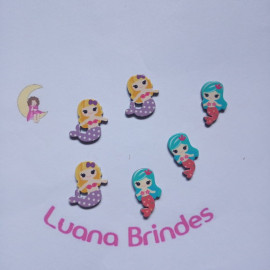 Aplique Sereia colorida de Acr�lico 2cm Pct 8 Unidades