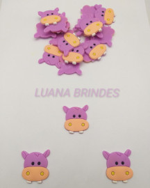 Aplique carinha de hipop�tamo emborrachado - pct com 10 unid