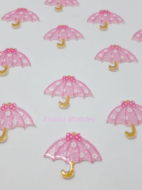 Aplique de Guarda Chuva Rosa em acr�lico - pct com 6 unid